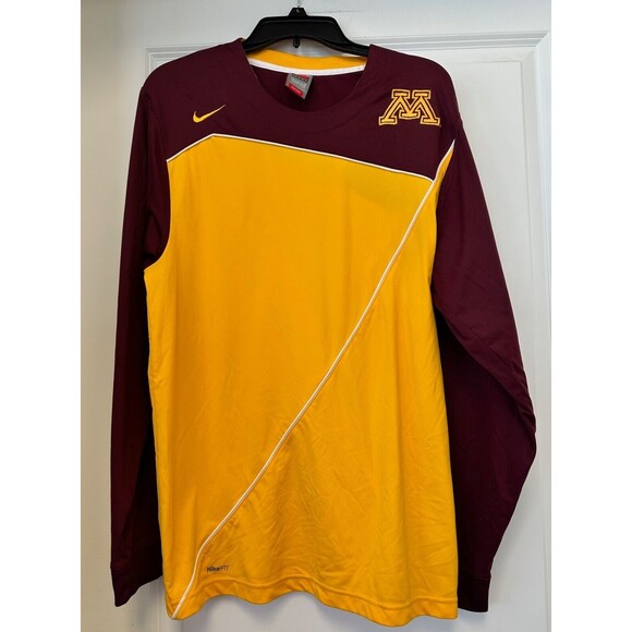 Minnesota Golden Gophers Nike Team Fit Dry Small Long Sleeve College Gold Maroon - Picture 1 of 5